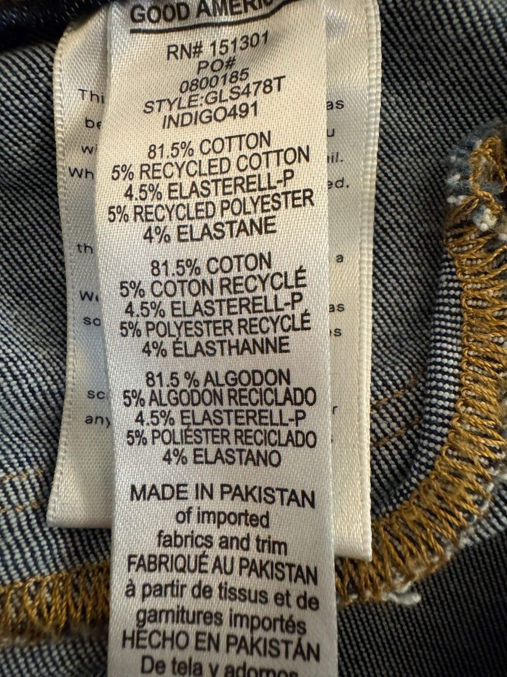 Good American Good Legs Straight High Rise Jeans Size 3 Dark Wash 27" Inseam - Picture 11 of 12